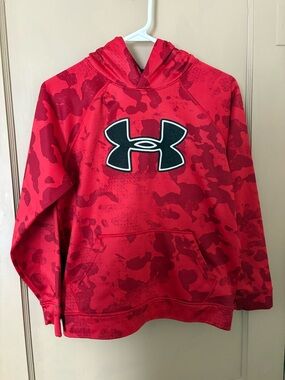 Under Armour Red Camo Hoodie with Black Logo - Kids